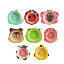 Load image into Gallery viewer, Qshare Bamboo Baby Feeding Food Plate Fiber Bowl Cute Cartoon Children Dishes Tableware Infant Portable kids Plate Dinnerware
