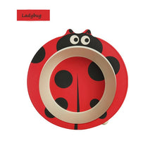 Load image into Gallery viewer, Qshare Bamboo Baby Feeding Food Plate Fiber Bowl Cute Cartoon Children Dishes Tableware Infant Portable kids Plate Dinnerware
