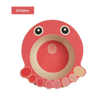 Load image into Gallery viewer, Qshare Bamboo Baby Feeding Food Plate Fiber Bowl Cute Cartoon Children Dishes Tableware Infant Portable kids Plate Dinnerware
