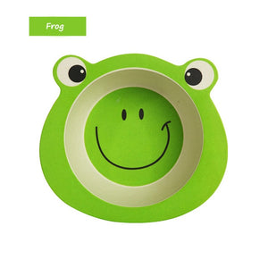 Qshare Bamboo Baby Feeding Food Plate Fiber Bowl Cute Cartoon Children Dishes Tableware Infant Portable kids Plate Dinnerware